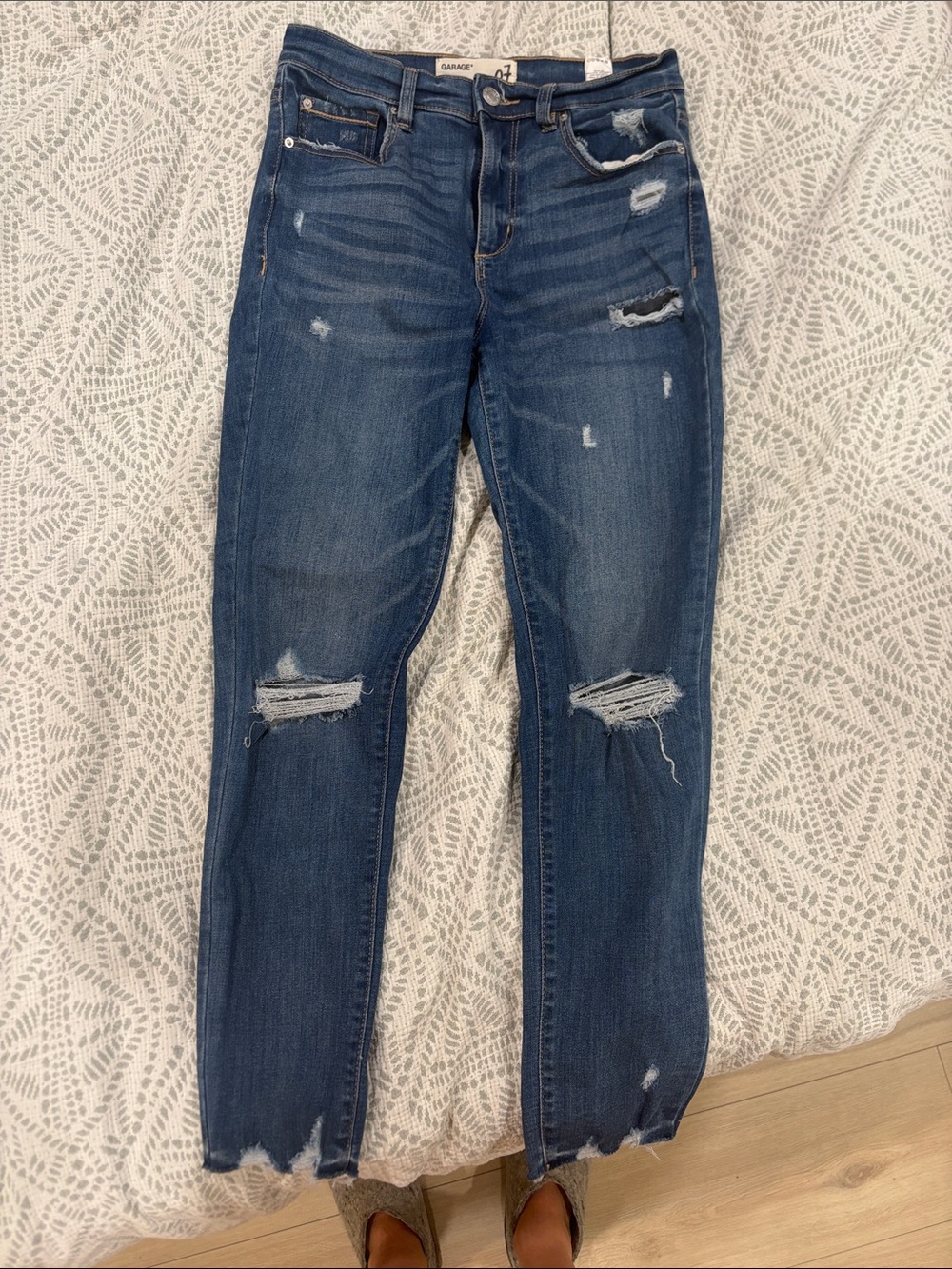 Garage Women's Distressed Boyfriend Jeans - Blue
